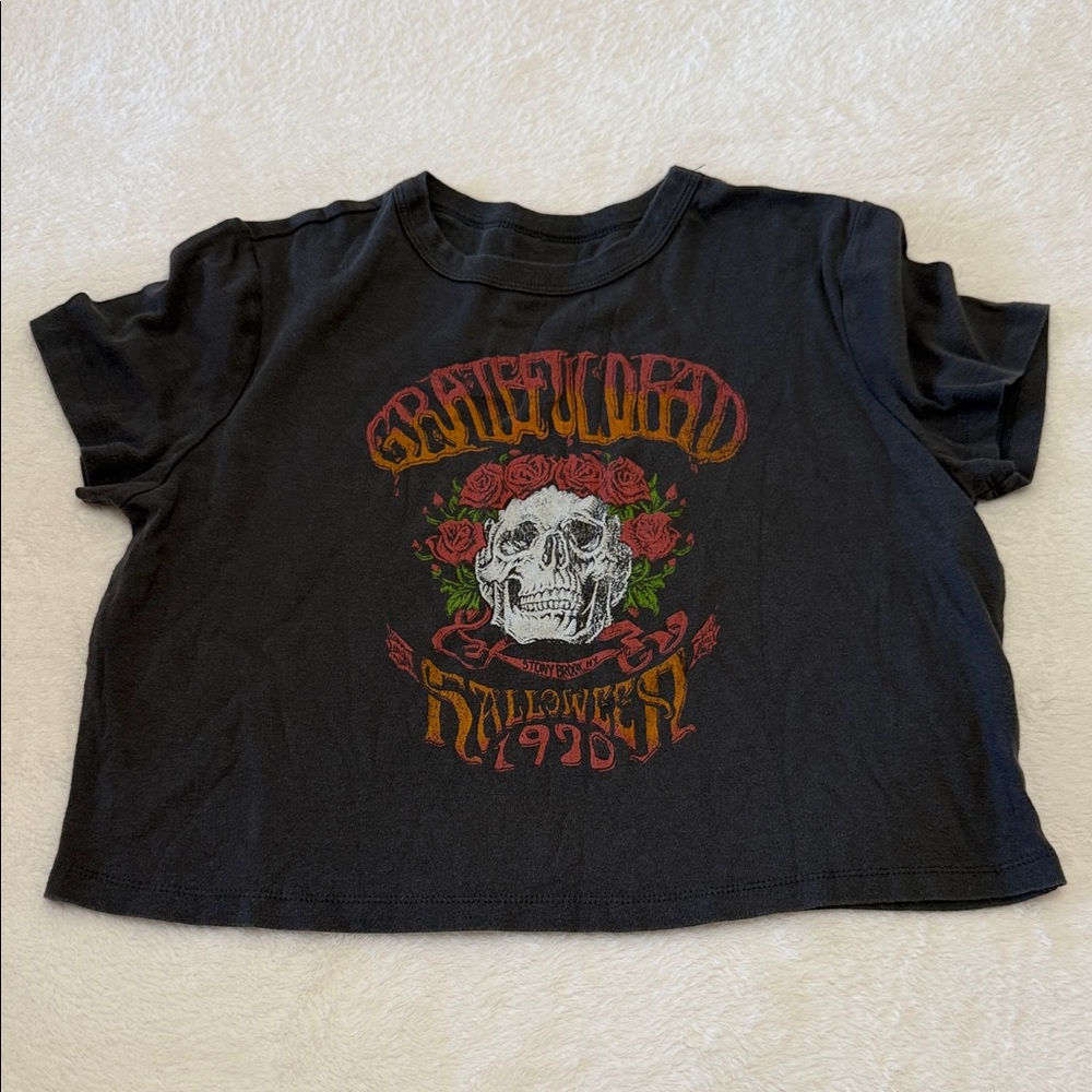 Grateful Dead womens Black Halloween Crop top Tee